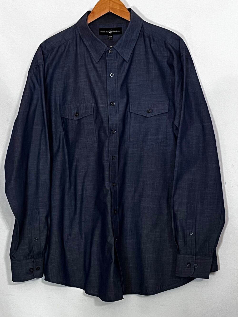 Beverly Hills Polo Club Blue Dress Up Men'sLong-Sleeve Shirt size 2XLB PreOwned